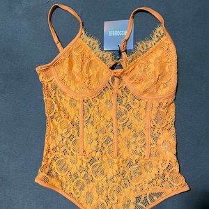 Bright Orange Laced Bodysuit